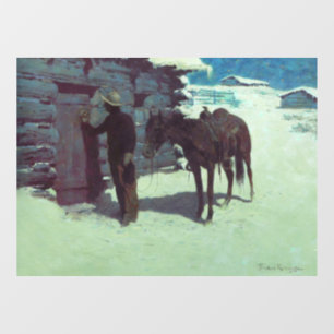Pferd und Cowboy Winterschnee Fensteraufkleber