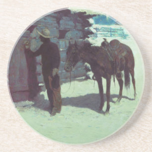 Pferd und Cowboy Winterschnee Getränkeuntersetzer