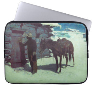 Pferd und Cowboy Winterschnee Laptopschutzhülle