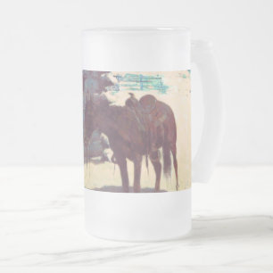 Pferd und Cowboy Winterschnee Mattglas Bierglas