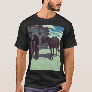 Pferd und Cowboy Winterschnee T-Shirt