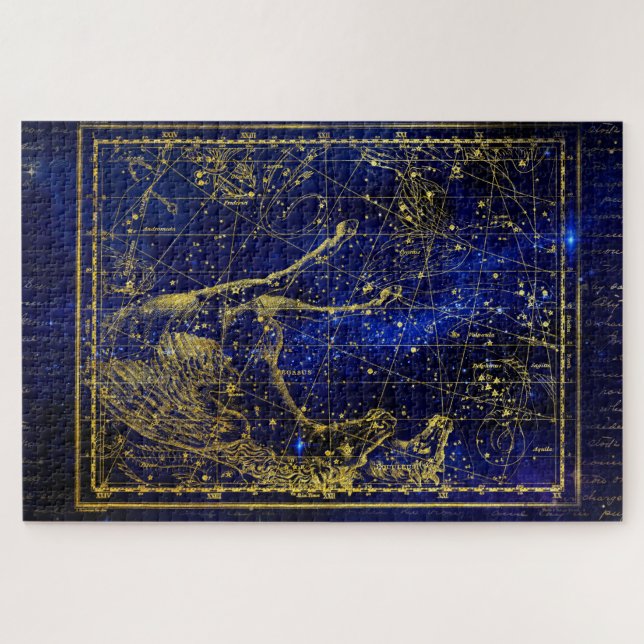 Pferd- und Delfin-Sternbild-Puzzle Puzzle (Horizontal)