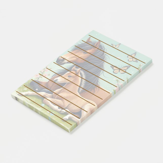 Pferd- und Foallenruhe im Frühjahr Post-it Klebezettel (angewinkelt)