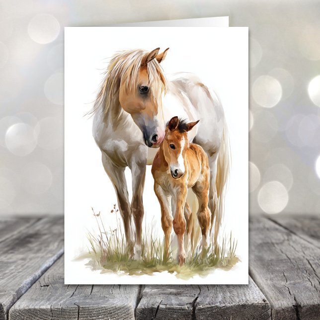 Pferd und Fohlen zum Muttertag Feiertagskarte (Von Creator hochgeladen)