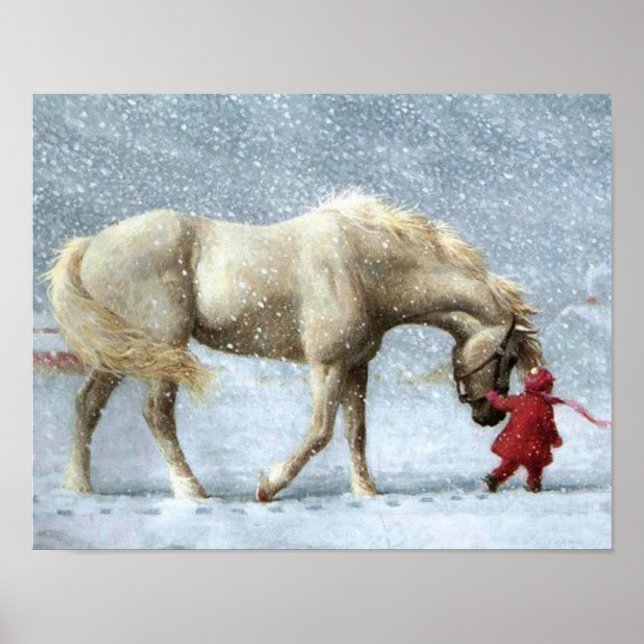 Pferd- und Girl-Winter-Poster Poster (Vorne)