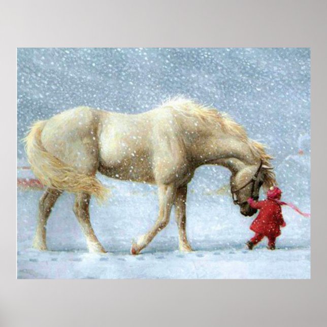 Pferd- und Girl-Winter-Poster Poster (Vorne)