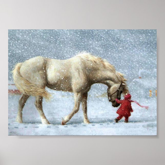 Pferd- und Girl-Winter-Poster Poster (Vorne)