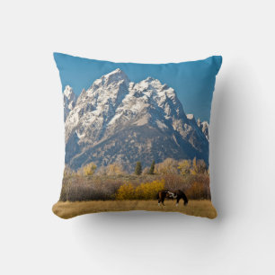 Pferd und Grand Tetons, Moose Head Ranch Kissen