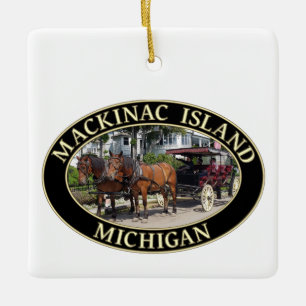 Pferd und Heirat auf Mackinac Island, Michigan Keramikornament