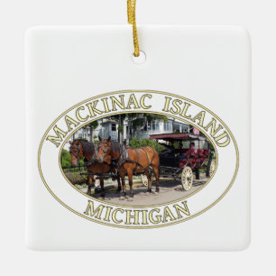 Pferd und Heirat auf Mackinac Island, Michigan Keramikornament