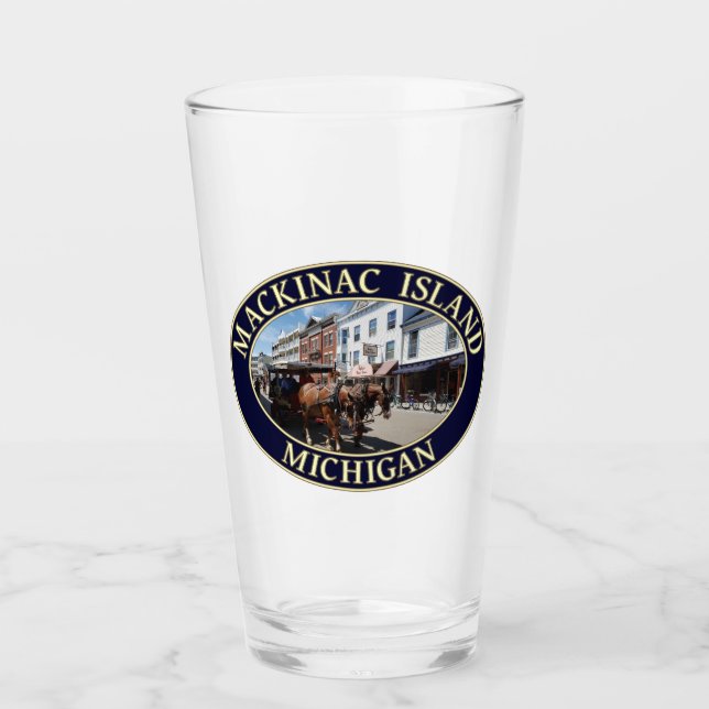 Pferd und Heirat in der Innenstadt von Mackinac Glas (Vorderseite)
