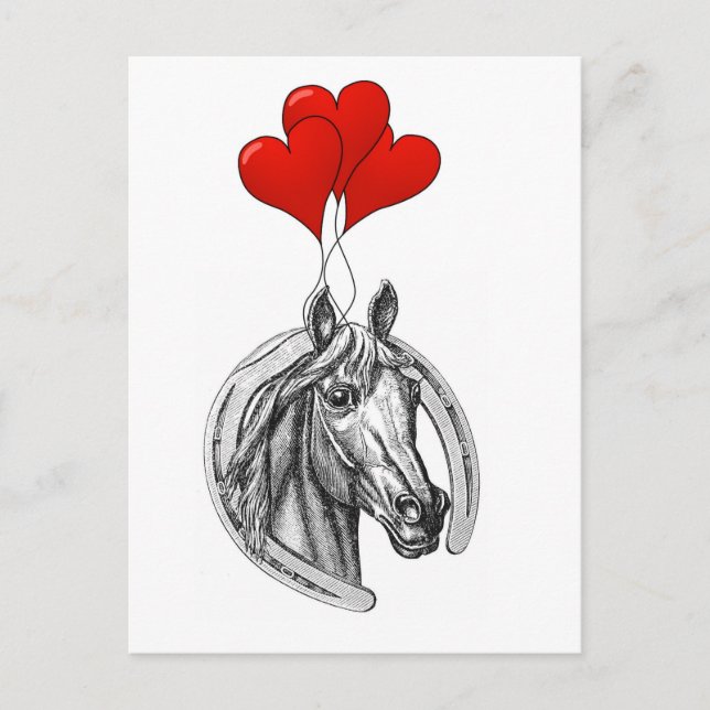 Pferd und Herzen Postkarte (Vorderseite)