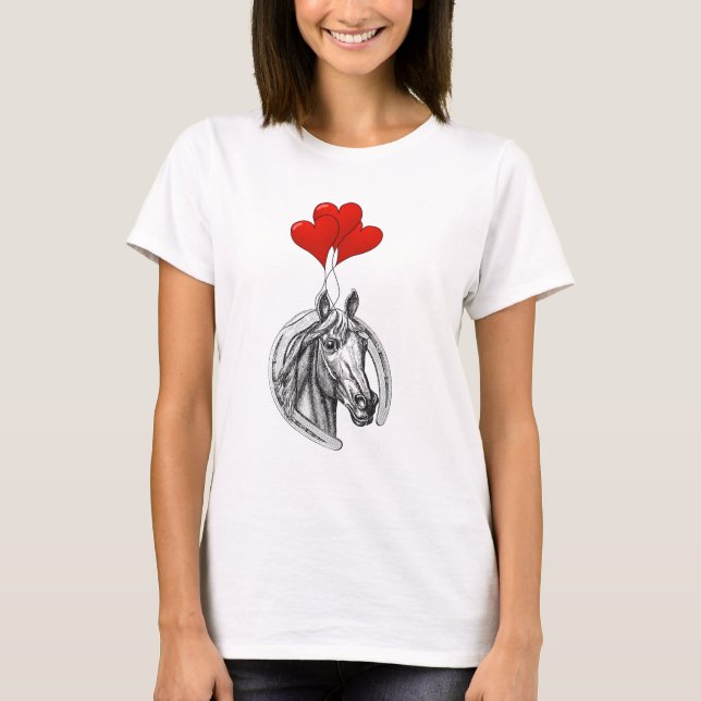 Pferd und Herzen T-Shirt (Vorderseite)