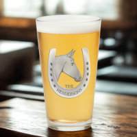 Pferd und Hufeisen Silver Tone Personalisiert Pint