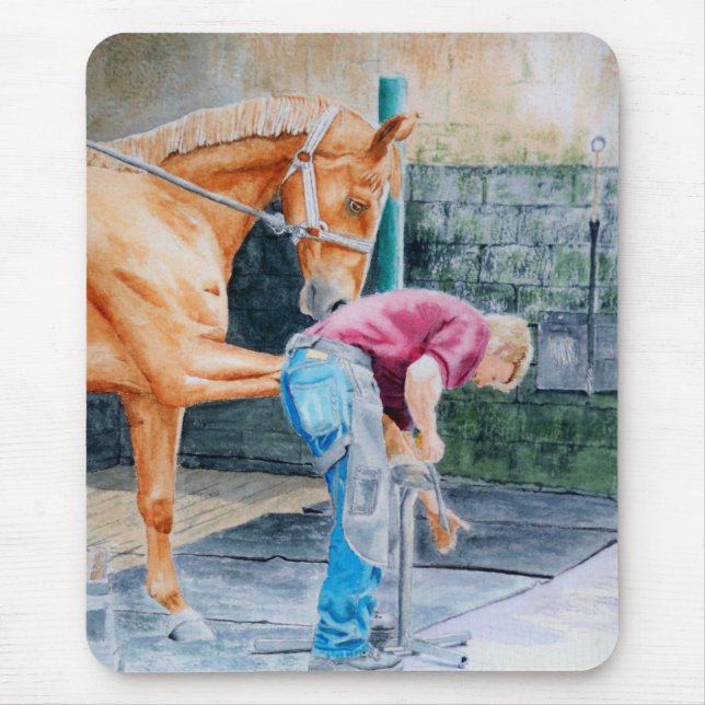 Pferd und Hufschmied Mousepad (Vorne)
