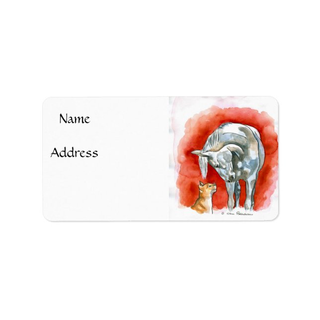 Pferd und Katze Adressaufkleber (Vorne)