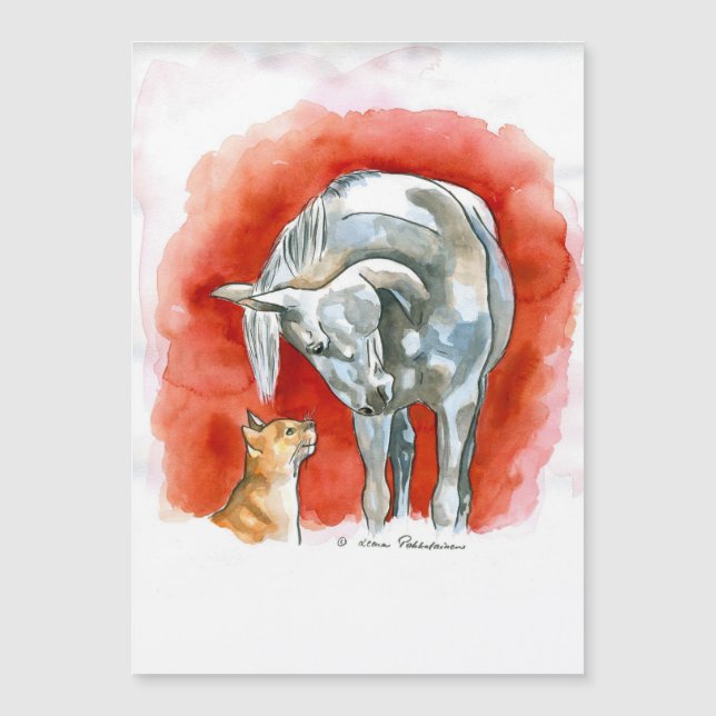Pferd und Katze Magnetkarte (Vorderseite)