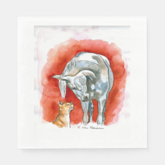 Pferd und Katze Serviette
