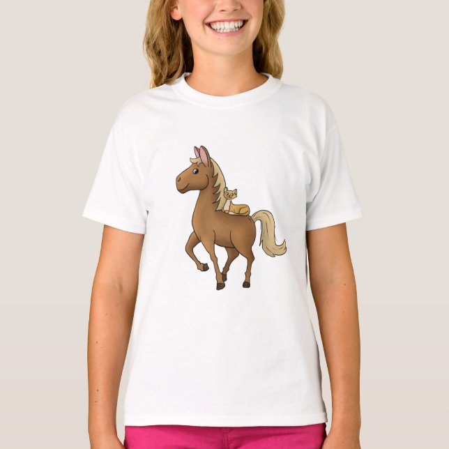 Pferd und Katze  T-Shirt (Vorderseite)