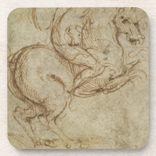 Pferd und Kavalier (Feder auf Papier) Getränkeuntersetzer