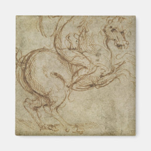 Pferd und Kavalier (Feder auf Papier) Magnet