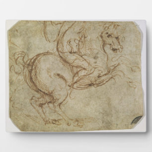 Pferd und Kavalier (Stift und Tinte auf Papier) Fotoplatte