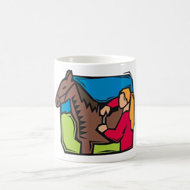 Pferd und Landmädchen Kaffeetasse (Von Creator hochgeladen)
