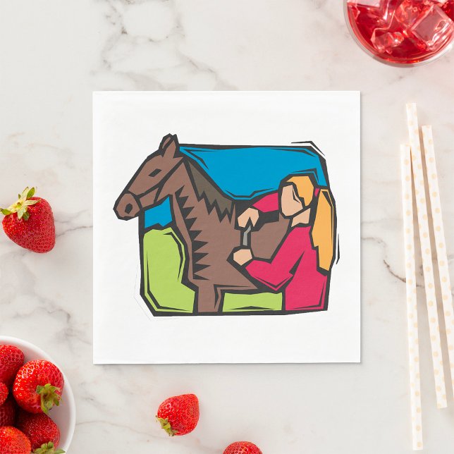 Pferd und Landmädchen Serviette (Von Creator hochgeladen)