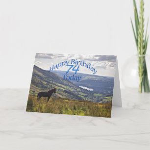 Pferd und Landschaft 74. Geburtstagskarte Karte