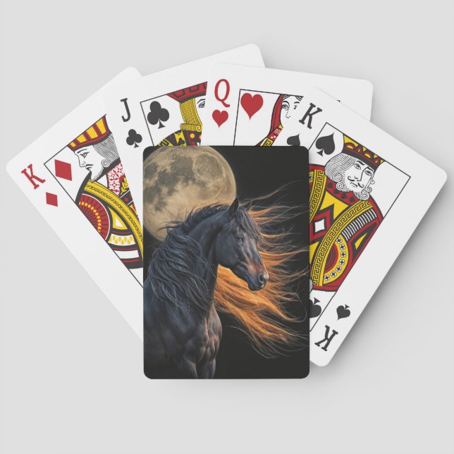 Pferd und Mond, der die Mähne anweht Spielkarten (Rückseite)