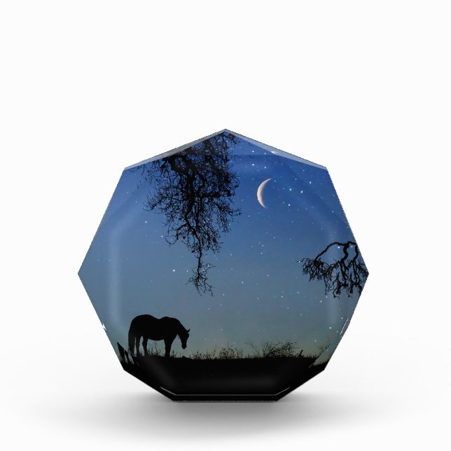 Pferd und Mond Feine Kunst Fotoblock (Vorderseite)