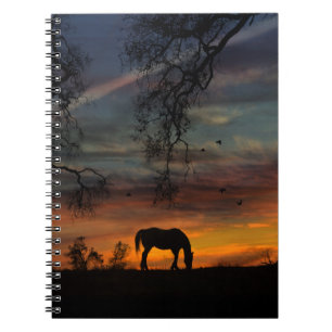 Pferd und Natur Sonnenuntergang Schönes Notebook Notizblock