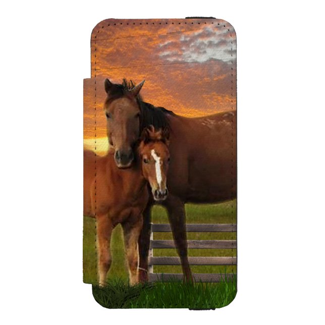 Pferd und Pony Incipio iPhone Geldbeutel-Hülle (Folio Vorderseite)