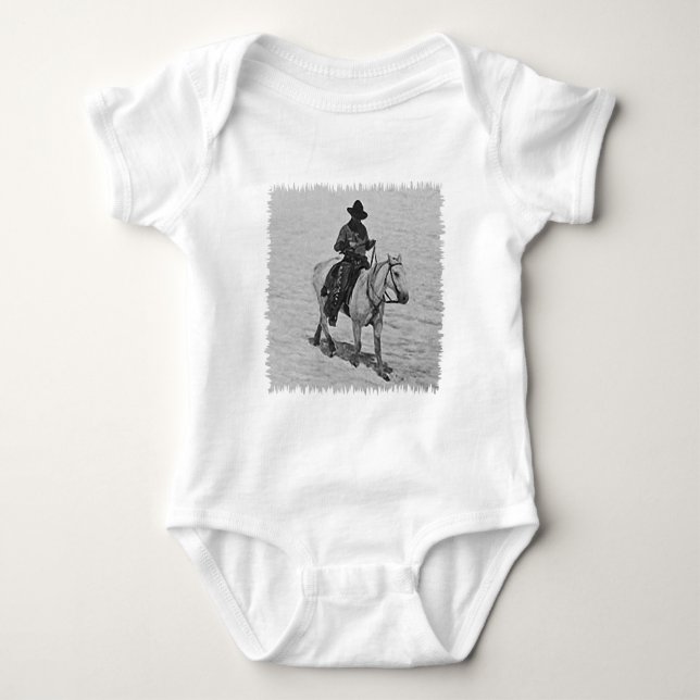 Pferd und Reiter (Abbildung) Baby Strampler (Vorderseite)
