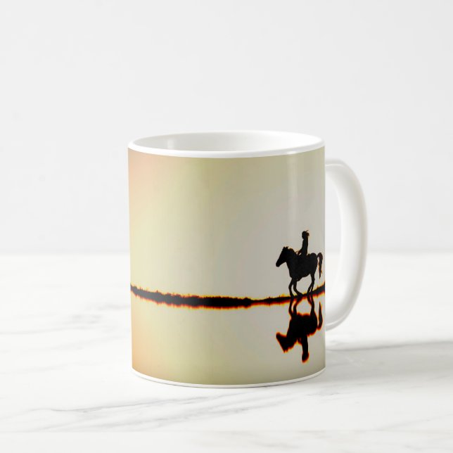 Pferd und Reiter am Strand Tasse (VorderseiteRechts)