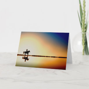 Pferd und Reiter auf Strand-Silhouette-Gruß-Karte Karte