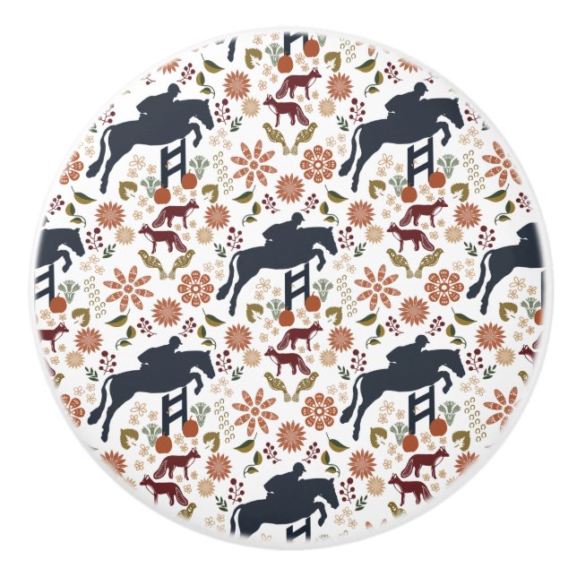 Pferd und Reiter Knob Pull Reittiere Kunst, Dichtu Keramikknauf (Vorderseite)