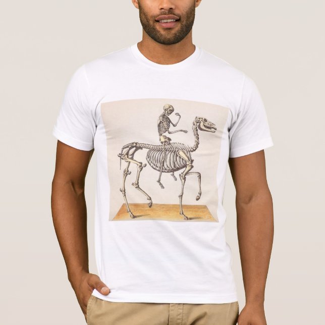 Pferd und Reiterskelett T-Shirt (Vorderseite)