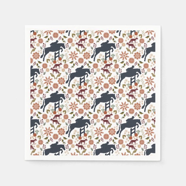 Pferd und Rider Napkin | Herbst Reittiere Ar Serviette (Vorderseite)