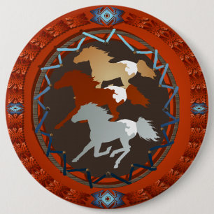 Pferd und Schild-Knopf Button