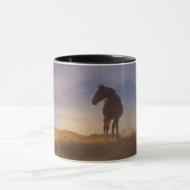 Pferd und Sonnenaufgang Kaffeecup Tasse (Zentrum)