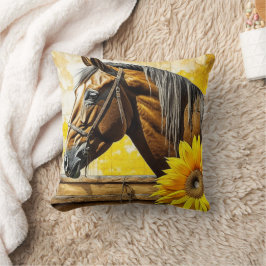 Pferd und Sonnenblumen Schöne künstlerische Kunst Kissen