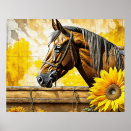 Pferd und Sonnenblumen Schöne künstlerische Kunst Poster