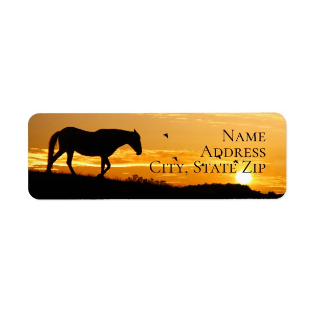 Pferd und Sonnenuntergang Rücksendeadresse (Vorne)