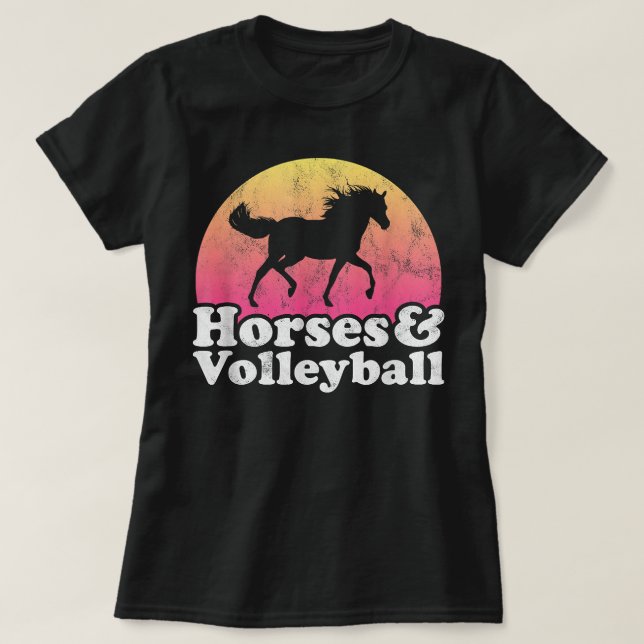 Pferd und Volleyball Frauen oder Mädchen Pferde T-Shirt (Design vorne)