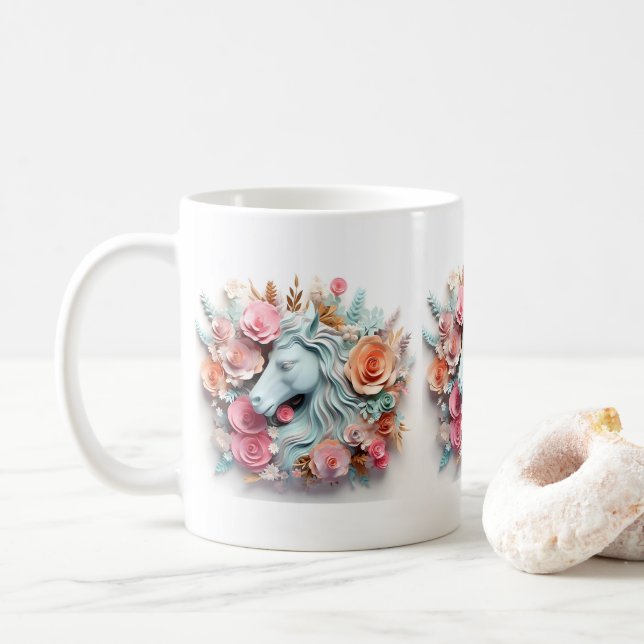 Pferd und Wald, Reitgeschenk, Pferdereiten Kaffeetasse (Mit Donut)