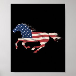 Pferd USA Patriotisches Pferd Amerikanische Flagge Poster