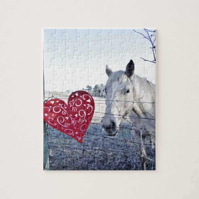 Pferd Valentinsherz Puzzle (Vertikal)