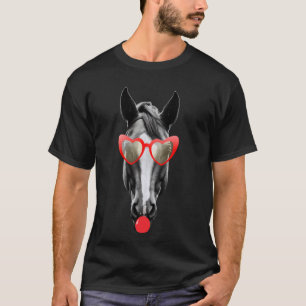Pferd Valentinstag Rote Sonnenbrille Herz Süßes Pf T-Shirt