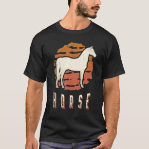 Pferd Vintage Retro Klassiker Tier Sonnenuntergang T-Shirt